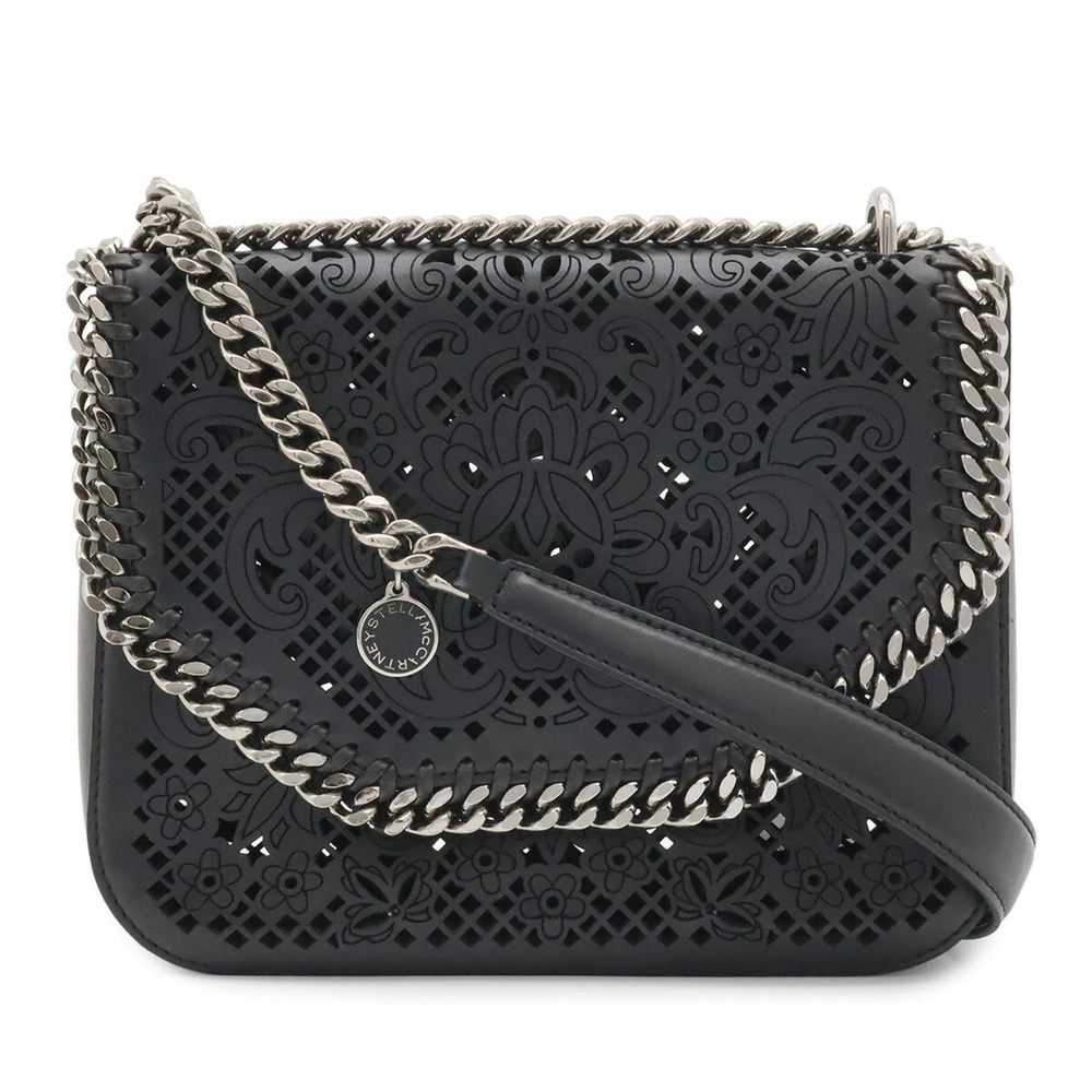 STELLA McCARTNEY Falabella Box Laser-Cut Cutwork Shoulder Bag with Chain, Fau...